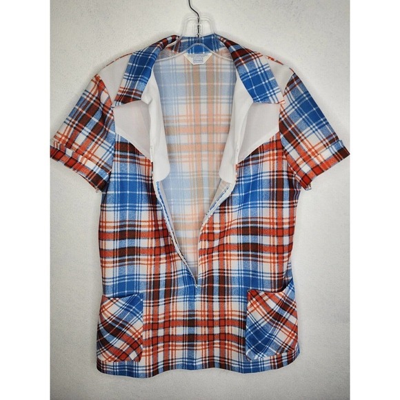 Vintage 70s Sears Retro Plaid Smock Large Pockets CC Zipper Women's Medium - Picture 3 of 12